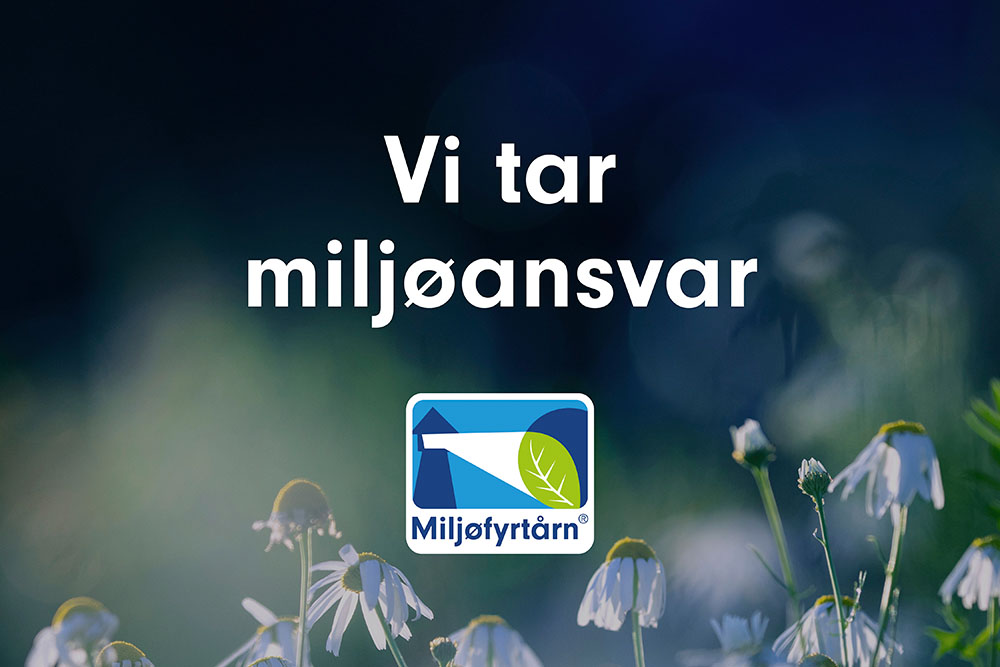 Foto av logo og budskap Miljøfyrtårn